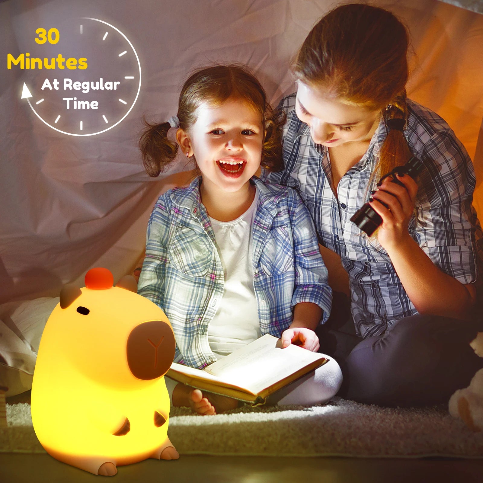 Cute Capybara USB Night Light for Kids - Touch Control & Dimmable