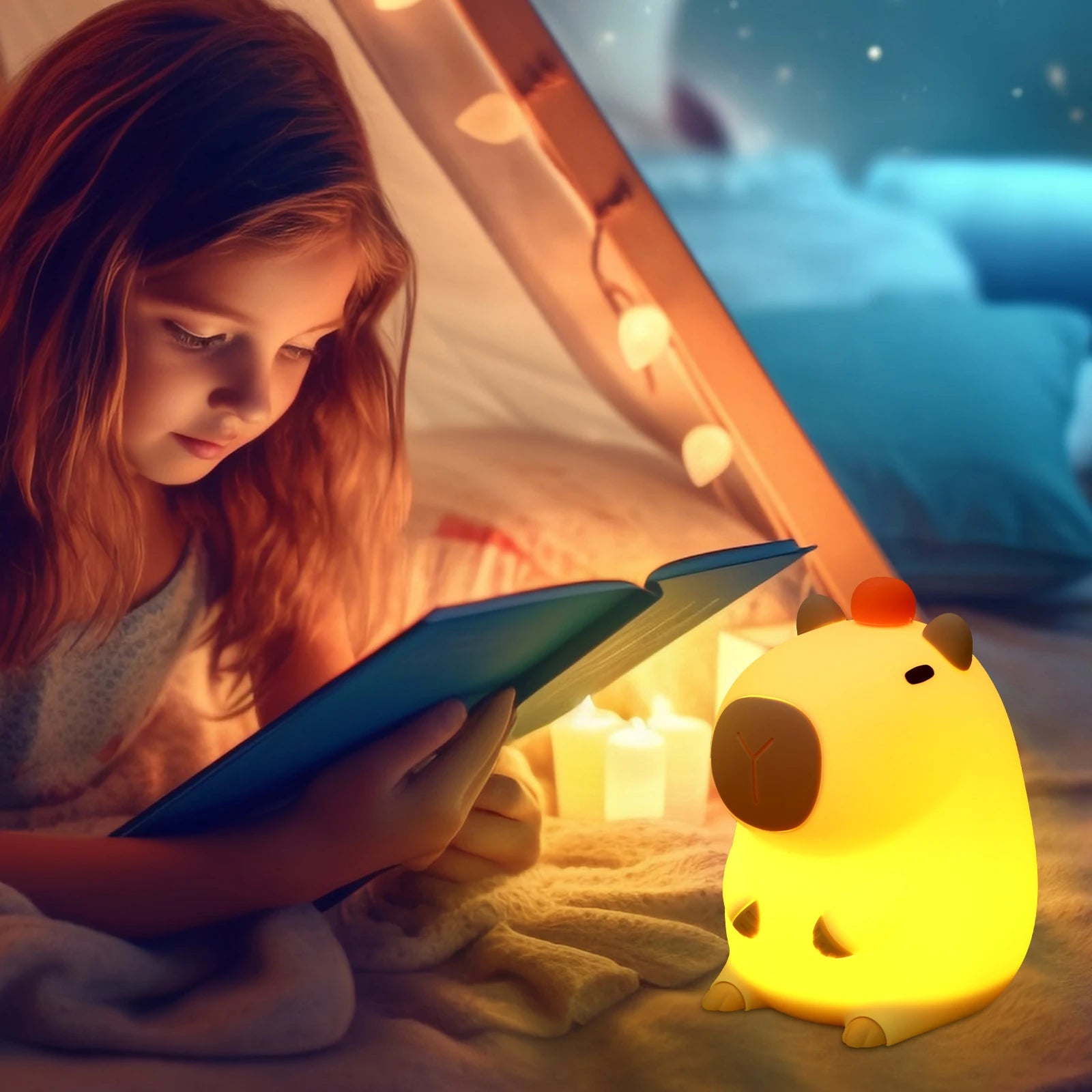 Cute Capybara USB Night Light for Kids - Touch Control & Dimmable